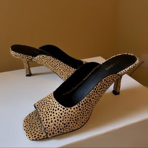 EXPRESS Genuine Calf Hair Spotted Square Toe Mules